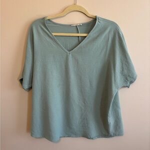 entro Soft V-Neck Short Sleeve Top in Sage